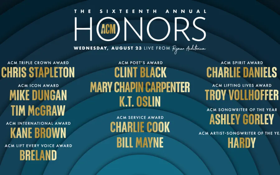 Academy of Country Music® Announces Special Award Honorees Including Clint Black, Kane Brown, Mary Chapin Carpenter, Tim Mcgraw, and Chris Stapleton