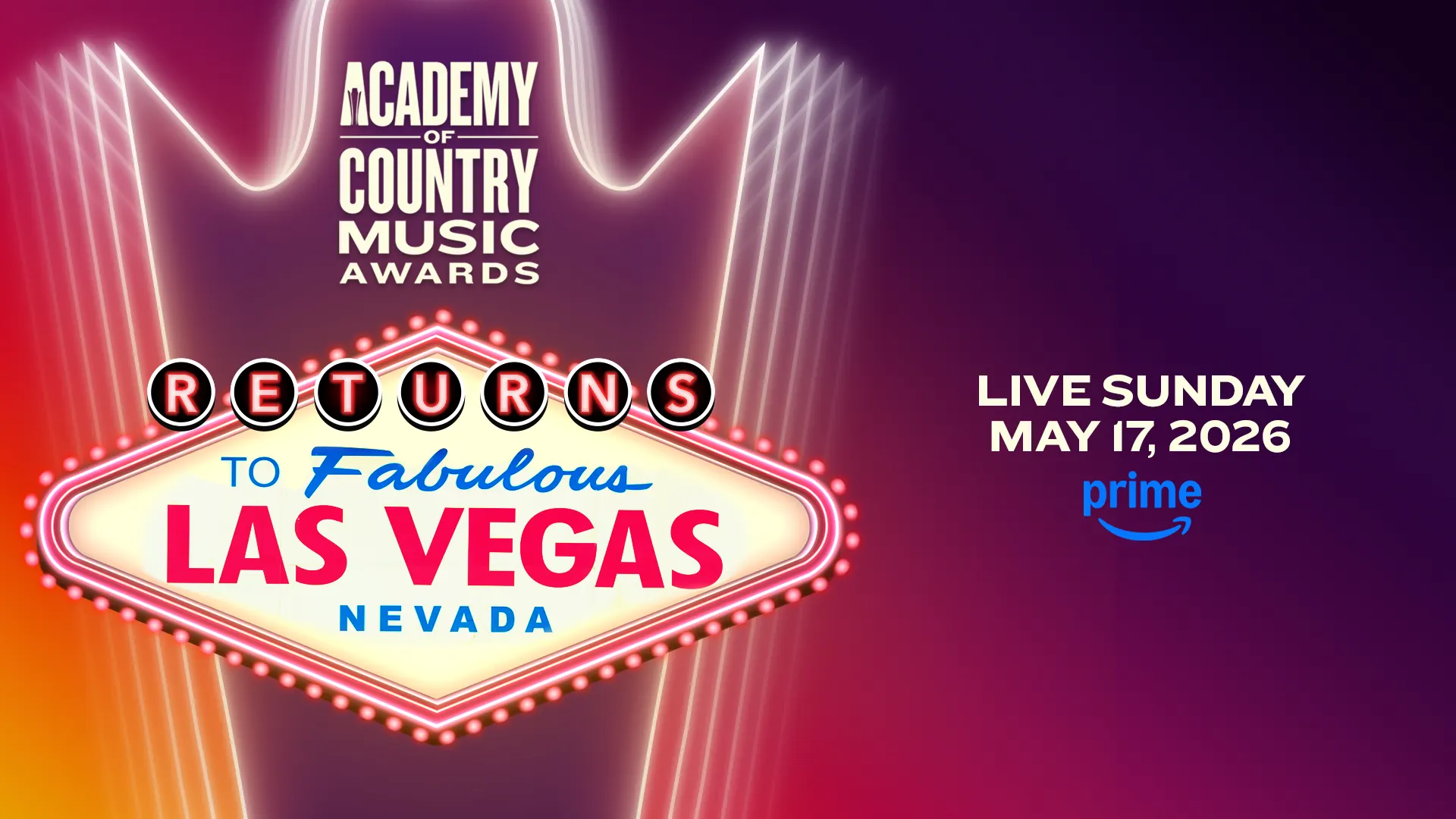 The 61st Academy of Country Music Awards Airs May 17, 2026 Live from Las Vegas, Exclusively on Prime Video