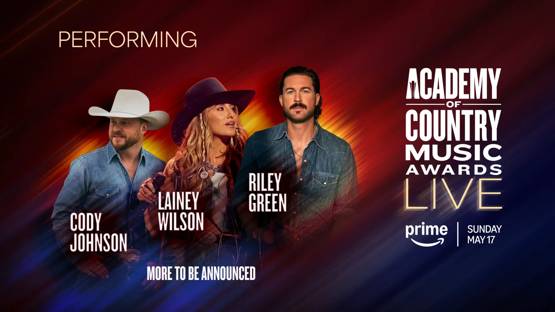Cody Johnson, Lainey Wilson, and Riley Green to Perform at the 61st Academy of Country Music Awards