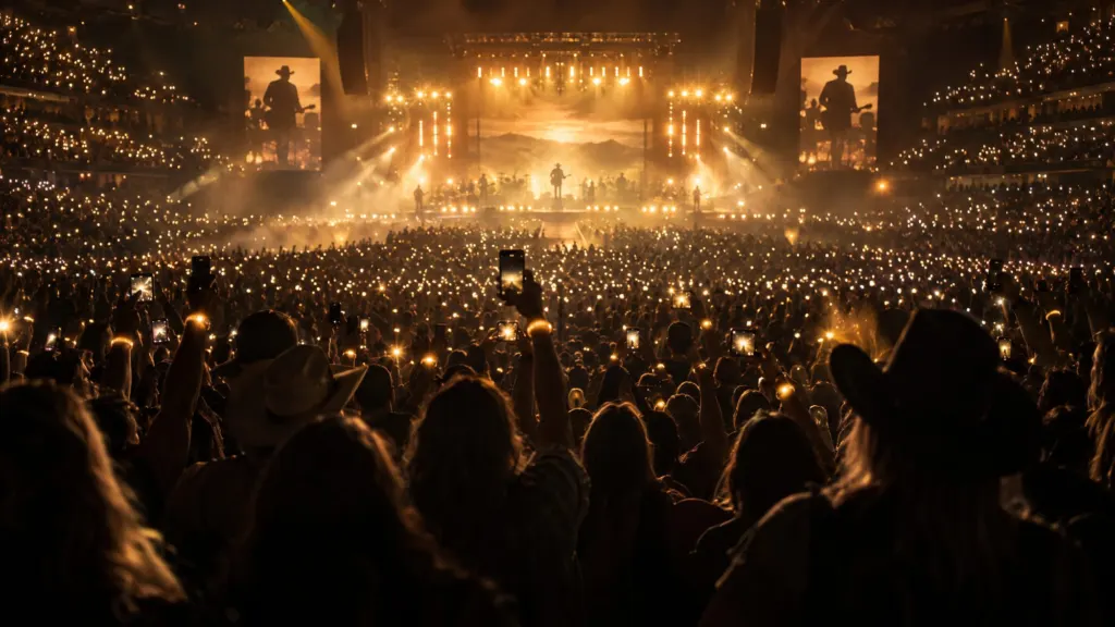 Arena crowd with phone lights