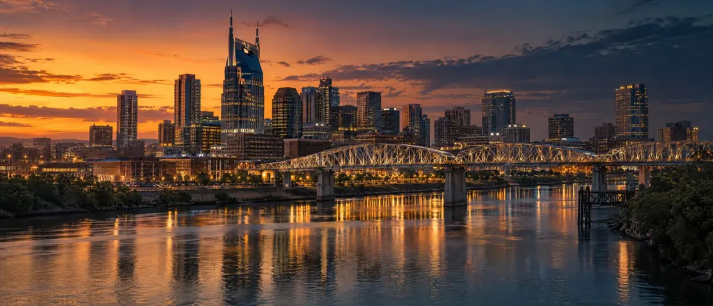 Nashville skyline at dusk